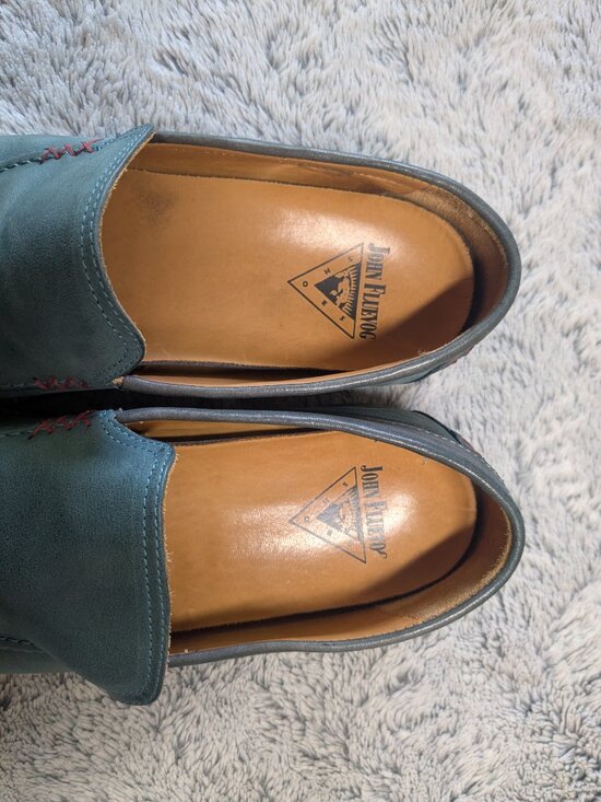 John Fluevog Reynolds Loafer Leather Green Teal Blue Size 12 Men\'s main image 6